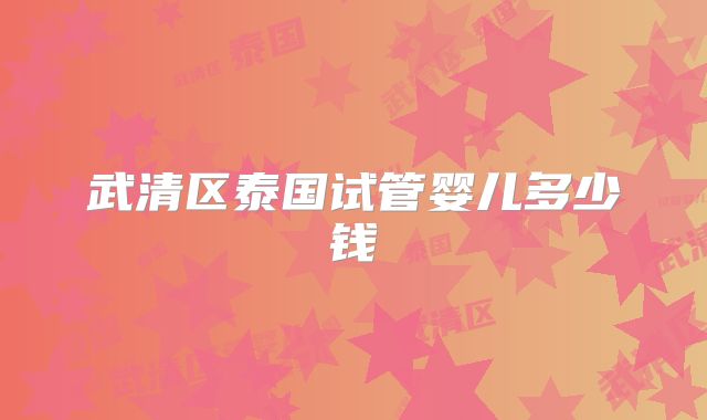 武清区泰国试管婴儿多少钱