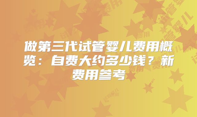做第三代试管婴儿费用概览：自费大约多少钱？新费用参考