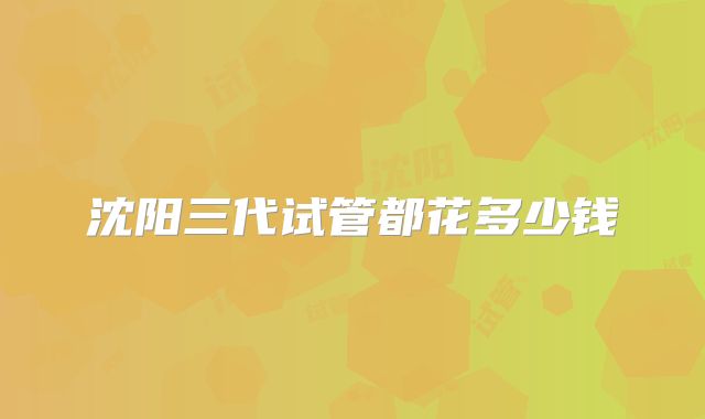沈阳三代试管都花多少钱