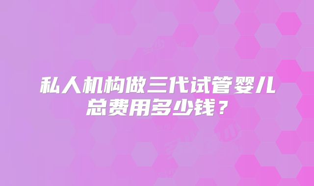 私人机构做三代试管婴儿总费用多少钱?