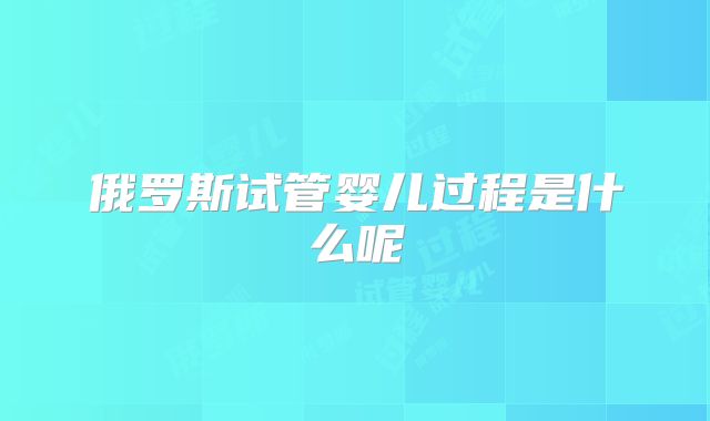 俄罗斯试管婴儿过程是什么呢