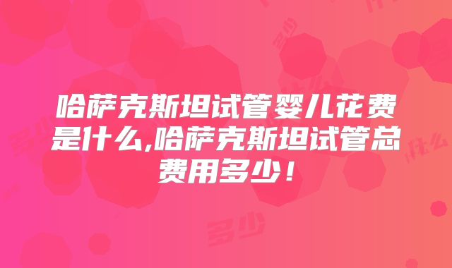 哈萨克斯坦试管婴儿花费是什么,哈萨克斯坦试管总费用多少！