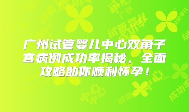 广州试管婴儿中心双角子宫病例成功率揭秘,全面攻略助你顺利怀孕!