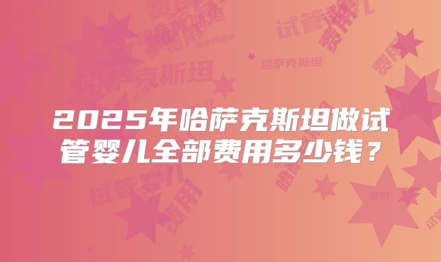 2025年哈萨克斯坦做试管婴儿全部费用多少钱？