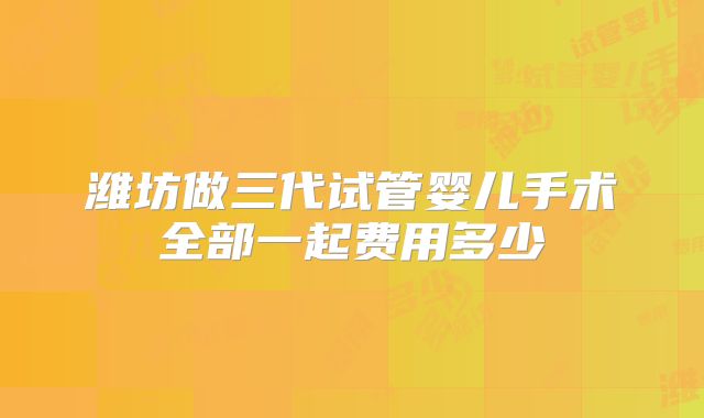 潍坊做三代试管婴儿手术全部一起费用多少