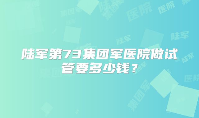 陆军第73集团军医院做试管要多少钱？