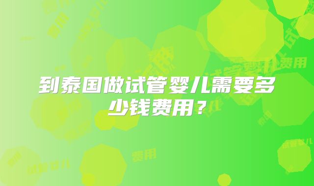 到泰国做试管婴儿需要多少钱费用？