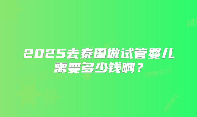 2025去泰国做试管婴儿需要多少钱啊？