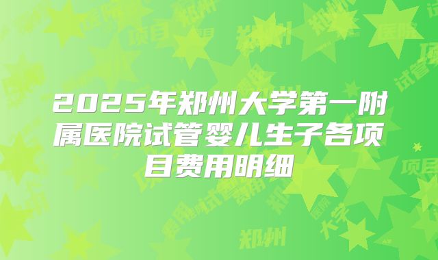 2025年郑州大学第一附属医院试管婴儿生子各项目费用明细