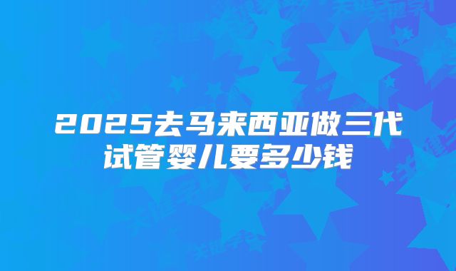 2025去马来西亚做三代试管婴儿要多少钱
