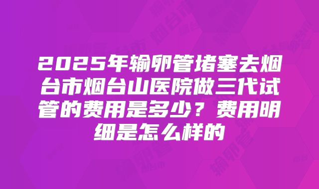 2025年输卵管堵塞去烟台市烟台山医院做三代试管的费用是多少?费用明细是怎么样的