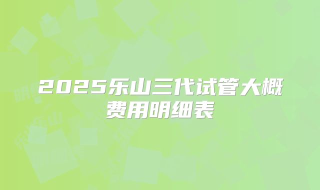 2025乐山三代试管大概费用明细表