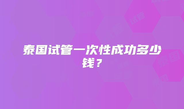 泰国试管一次性成功多少钱？