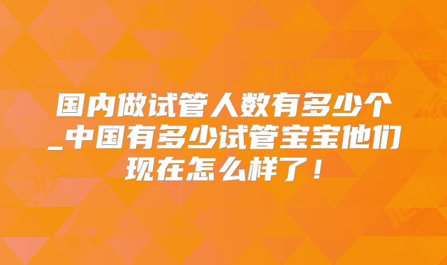 国内做试管人数有多少个_中国有多少试管宝宝他们现在怎么样了!