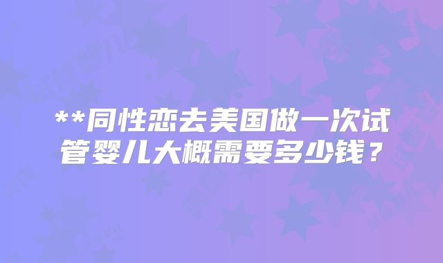 **同性恋去美国做一次试管婴儿大概需要多少钱？