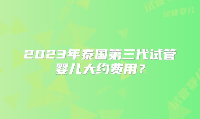 2023年泰国第三代试管婴儿大约费用?