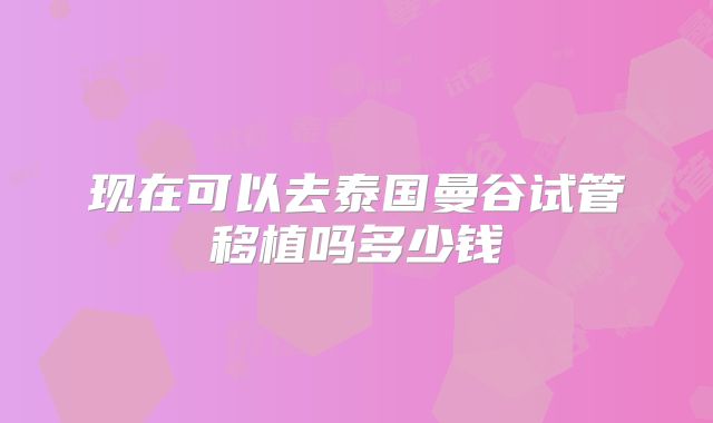 现在可以去泰国曼谷试管移植吗多少钱