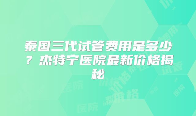 泰国三代试管费用是多少？杰特宁医院最新价格揭秘