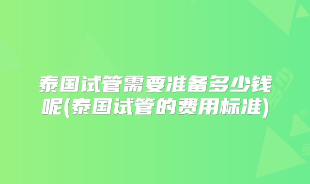 泰国试管需要准备多少钱呢(泰国试管的费用标准)
