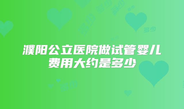 濮阳公立医院做试管婴儿费用大约是多少