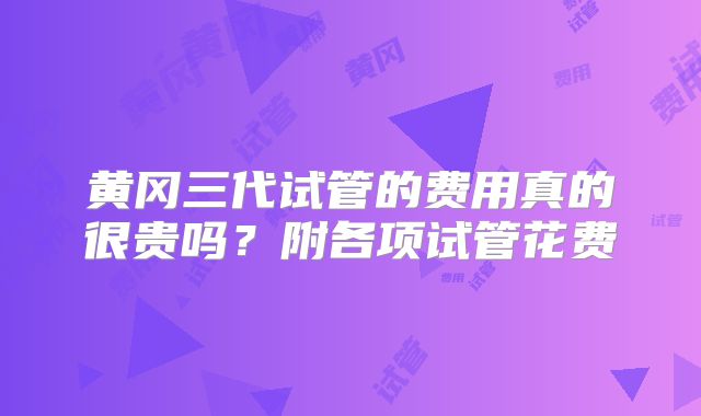 黄冈三代试管的费用真的很贵吗？附各项试管花费