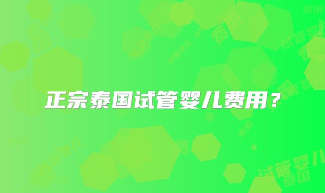正宗泰国试管婴儿费用?