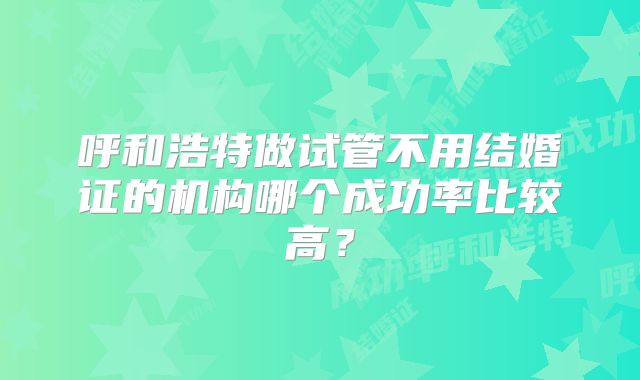 呼和浩特做试管不用结婚证的机构哪个成功率比较高?