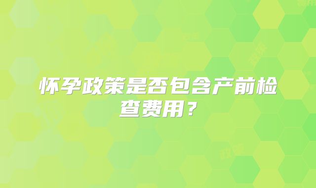 怀孕政策是否包含产前检查费用？