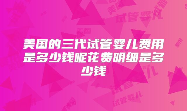 美国的三代试管婴儿费用是多少钱呢花费明细是多少钱