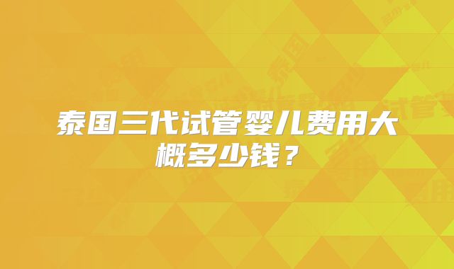 泰国三代试管婴儿费用大概多少钱？