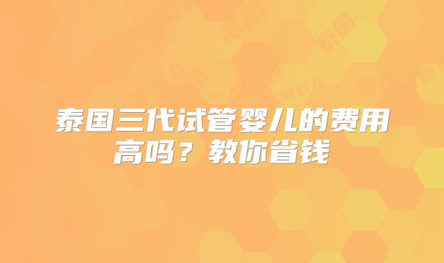 泰国三代试管婴儿的费用高吗?教你省钱