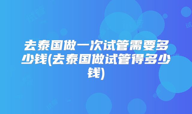 去泰国做一次试管需要多少钱(去泰国做试管得多少钱)
