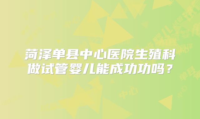 菏泽单县中心医院生殖科做试管婴儿能成功功吗?