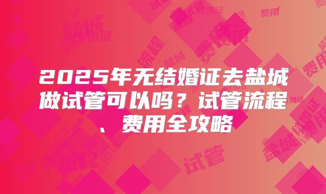 2025年无结婚证去盐城做试管可以吗？试管流程、费用全攻略