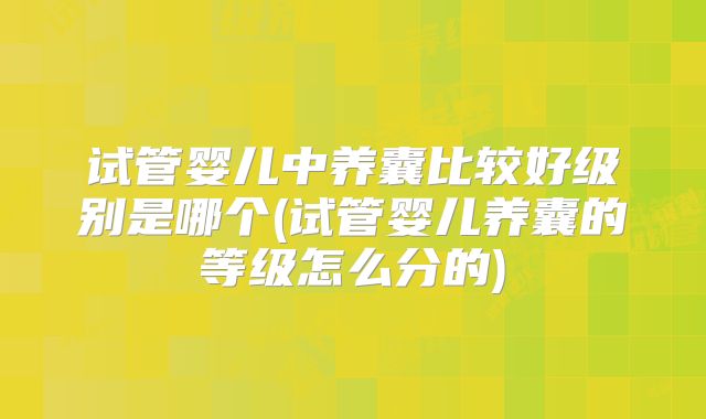 试管婴儿中养囊比较好级别是哪个(试管婴儿养囊的等级怎么分的)