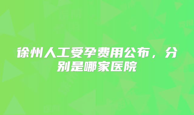徐州人工受孕费用公布,分别是哪家医院