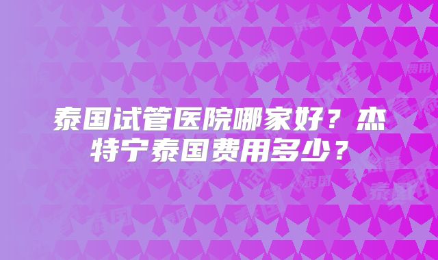 泰国试管医院哪家好？杰特宁泰国费用多少？