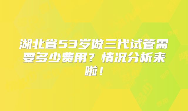 湖北省53岁做三代试管需要多少费用？情况分析来啦！