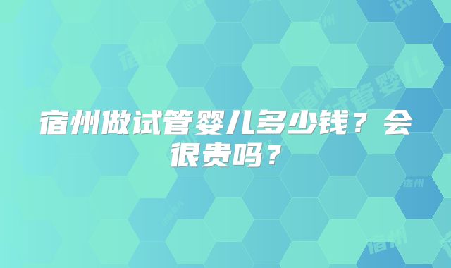 宿州做试管婴儿多少钱？会很贵吗？