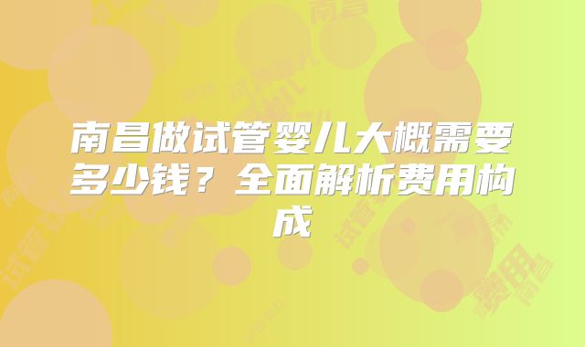南昌做试管婴儿大概需要多少钱？全面解析费用构成