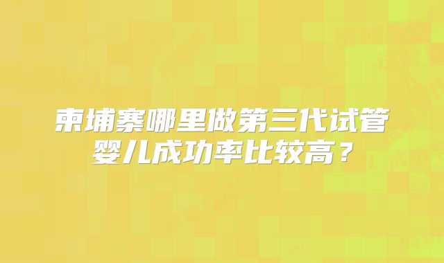 柬埔寨哪里做第三代试管婴儿成功率比较高?