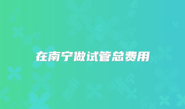 在南宁做试管总费用