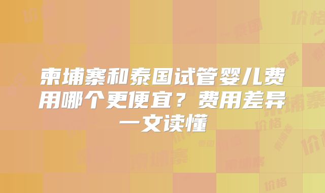 柬埔寨和泰国试管婴儿费用哪个更便宜？费用差异一文读懂