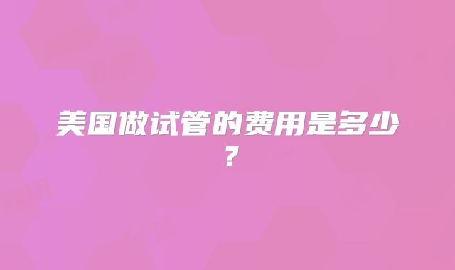 美国做试管的费用是多少？