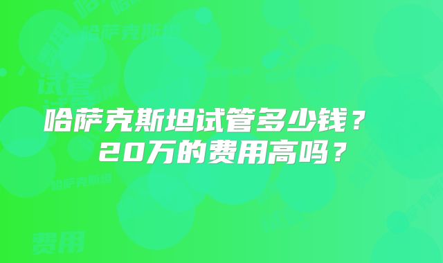 哈萨克斯坦试管多少钱？ 20万的费用高吗？