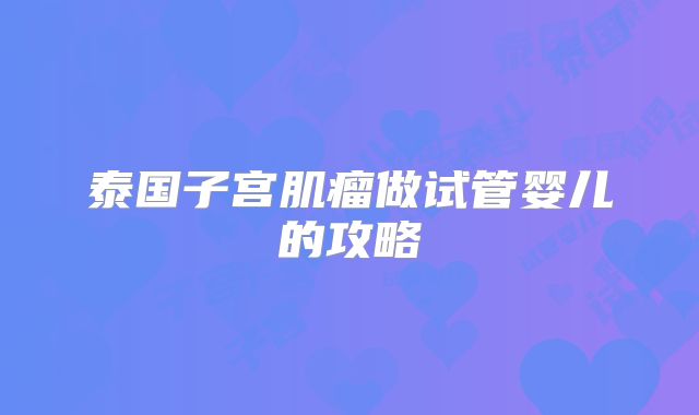 泰国子宫肌瘤做试管婴儿的攻略
