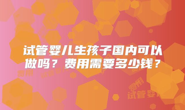 试管婴儿生孩子国内可以做吗？费用需要多少钱？