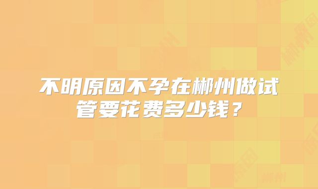 不明原因不孕在郴州做试管要花费多少钱?