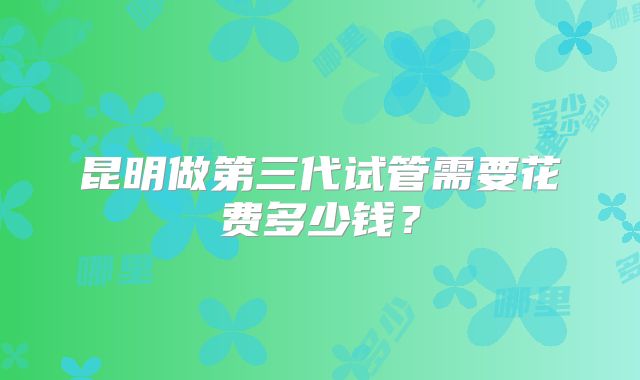 昆明做第三代试管需要花费多少钱？