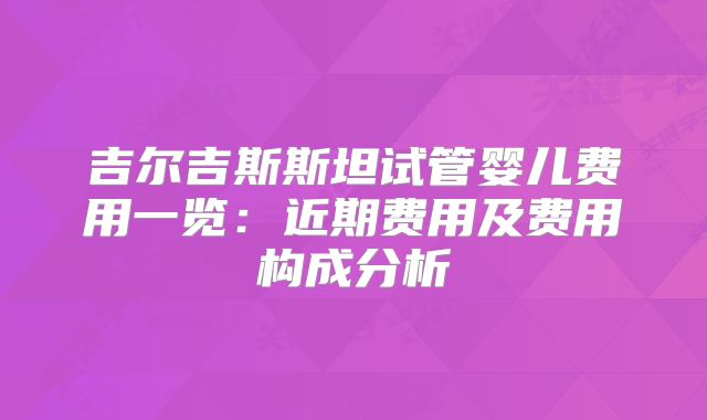 吉尔吉斯斯坦试管婴儿费用一览:近期费用及费用构成分析
